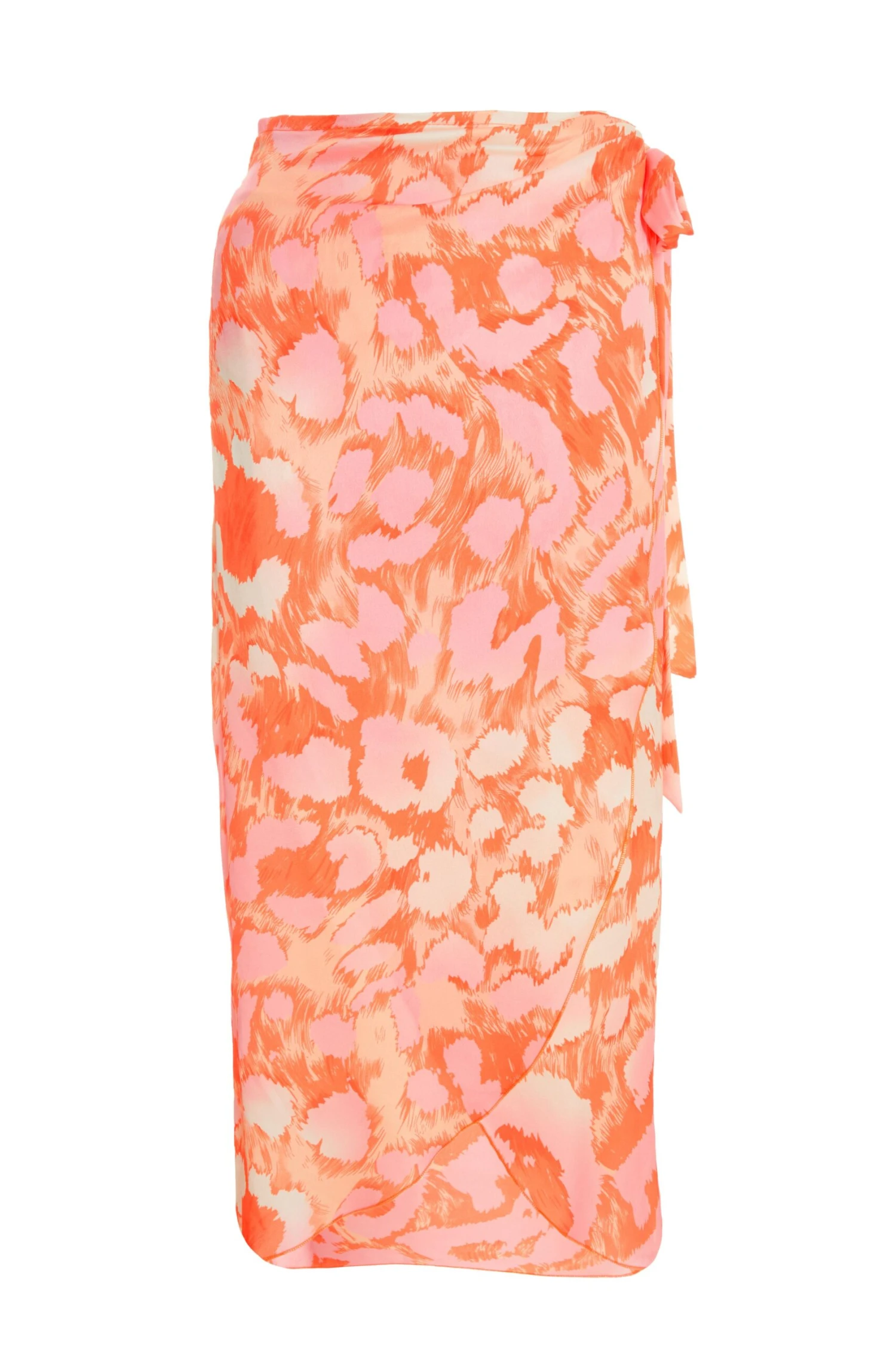 Orange Leopard Print Satin Wrap Midi Skirt 3 Orange Leopard Print Satin Wrap Midi Skirt