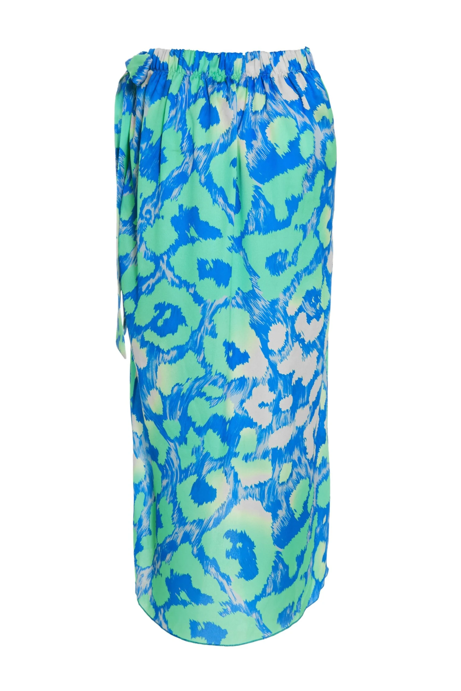 Blue Leopard Print Satin Wrap Midi Skirt 7 Blue Leopard Print Satin Wrap Midi Skirt - Image 5