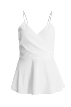 Cream Diamante Strap Wrap Top