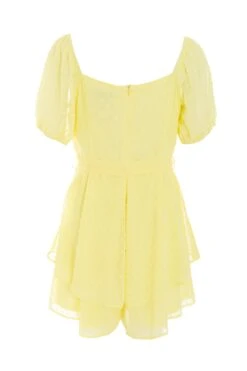 Yellow Chiffon Tie Front Playsuit 12 Yellow Chiffon Tie Front Playsuit -Outlet Clothyne Store 00100038929 ZB