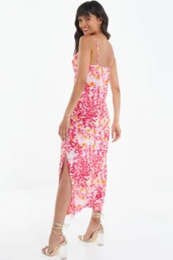 Pink Brush Stroke Ruched Midaxi Dress -Outlet Clothyne Store 00100038960 XB