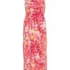 Pink Brush Stroke Ruched Midaxi Dress -Outlet Clothyne Store 00100038960 ZM
