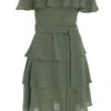 Khaki Tiered Bardot Mini Dress -Outlet Clothyne Store 00100038962 ZM
