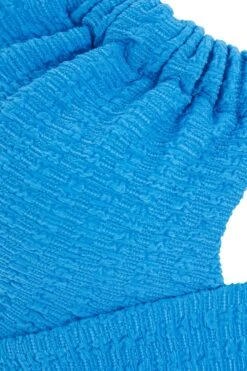 Blue Textured Asymmetric Crop Top -Outlet Clothyne Store 00100038983 ZS