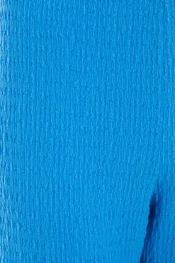 Blue Textured High Waisted Trousers -Outlet Clothyne Store 00100038984 ZS