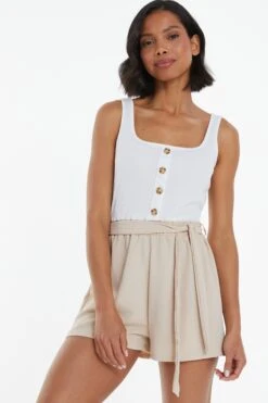 Cream Button Front Playsuit 9 Cream Button Front Playsuit -Outlet Clothyne Store 00100038994 XM