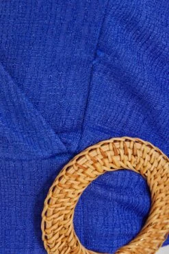 Blue Wrap Long Sleeve Crop Top -Outlet Clothyne Store 00100039037 ZS