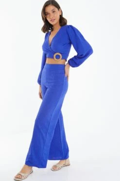 Blue Palazzo Trousers -Outlet Clothyne Store 00100039038 XS