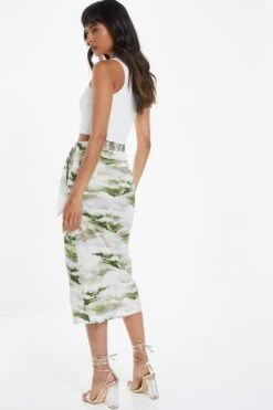Green Marble Print Wrap Midi Skirt 10 Green Marble Print Wrap Midi Skirt -Outlet Clothyne Store 00100039045 XB