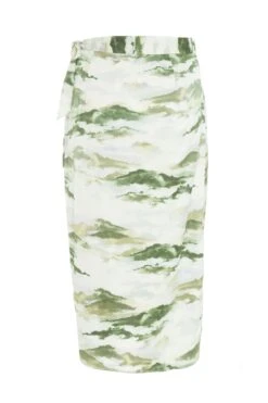 Green Marble Print Wrap Midi Skirt 12 Green Marble Print Wrap Midi Skirt -Outlet Clothyne Store 00100039045 ZB