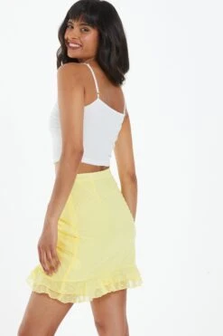 Yellow Chiffon Dobby Frill Mini Skirt -Outlet Clothyne Store 00100039046 XB