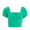 Jade Green Cut Out Crop Top 2 Jade Green Cut Out Crop Top -Outlet Clothyne Store 00100039051 ZM