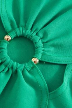 Jade Green Cut Out Crop Top -Outlet Clothyne Store 00100039051 ZS