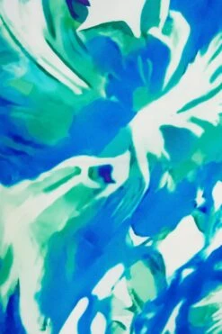 Blue Tropical Print Satin Midaxi Dress -Outlet Clothyne Store 00100039060 ZS