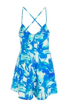 Blue Tropical Print Playsuit -Outlet Clothyne Store 00100039061 ZB