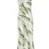 Green Marble Print Satin Midaxi Dress -Outlet Clothyne Store 00100039065 ZM