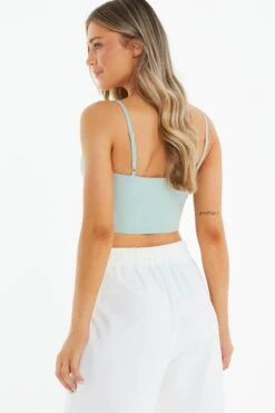 Mint Cropped Corset Top -Outlet Clothyne Store 00100039085 XB