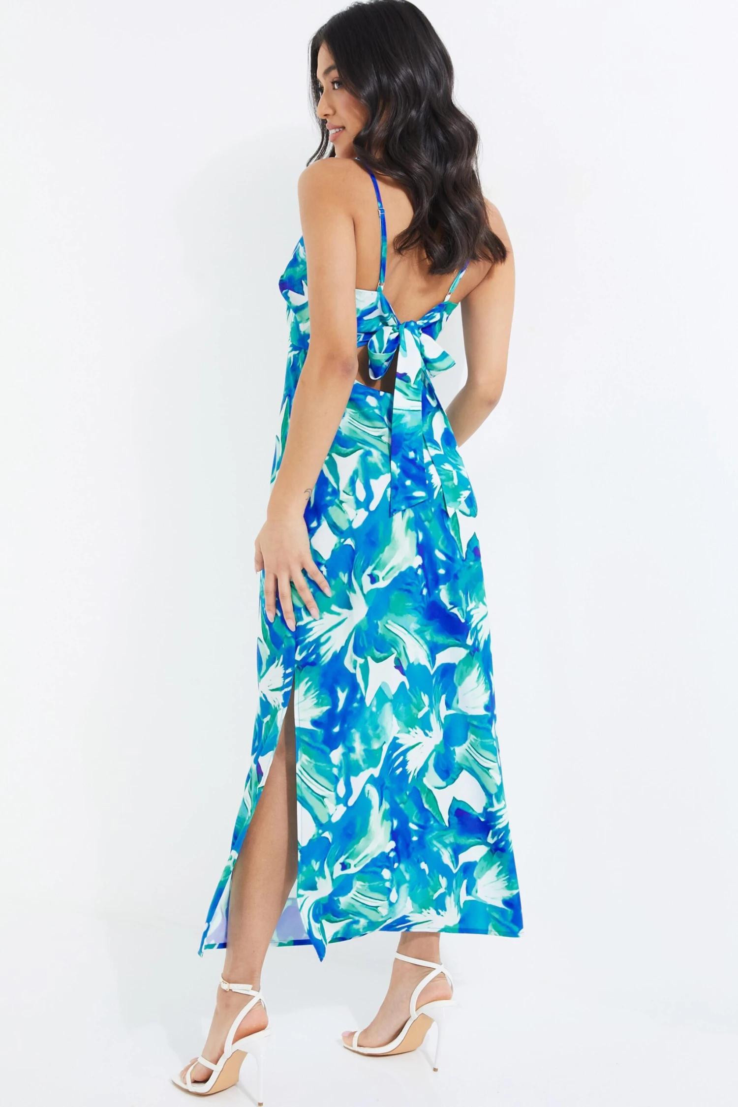Petite Blue Tropical Print Midaxi Dress 5 Petite Blue Tropical Print Midaxi Dress - Image 3