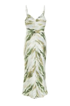 Petite Green Marble Print Satin Midaxi Dress -Outlet Clothyne Store 00100039109 ZB