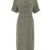 Khaki Shirt Midi Dress -Outlet Clothyne Store 00100039122 ZM