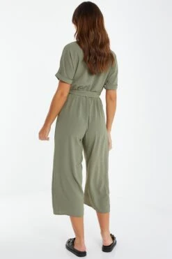 Khaki Utility Culotte Jumpsuit -Outlet Clothyne Store 00100039125 XB