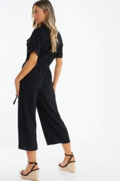 Black Utility Culotte Jumpsuit -Outlet Clothyne Store 00100039126 XB