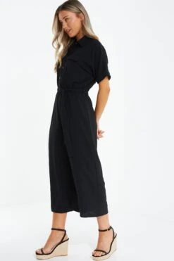 Black Utility Culotte Jumpsuit -Outlet Clothyne Store 00100039126 XS