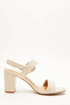 Nude Diamante Buckle Block Heels -Outlet Clothyne Store 00100039169 ZS