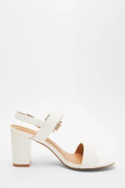 White Dimanate Buckle Block Heels -Outlet Clothyne Store 00100039171 ZS