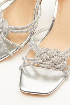 Silver Diamante Mule Block Heels -Outlet Clothyne Store 00100039187 ZB