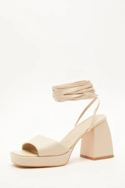 Nude Lace Up Platform Heeled Sandal -Outlet Clothyne Store 00100039199 XB