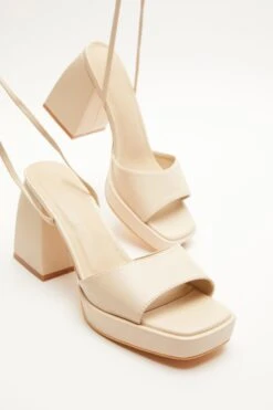 Nude Lace Up Platform Heeled Sandal -Outlet Clothyne Store 00100039199 XS