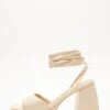 Nude Lace Up Platform Heeled Sandal -Outlet Clothyne Store 00100039199 ZM