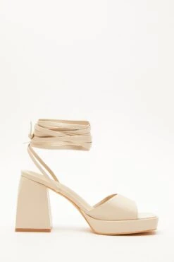 Nude Lace Up Platform Heeled Sandal -Outlet Clothyne Store 00100039199 ZS