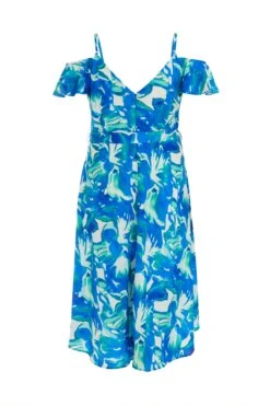 Curve Blue Tropical Print Midi Dress -Outlet Clothyne Store 00100039207 ZB