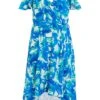 Curve Blue Tropical Print Midi Dress 1 Curve Blue Tropical Print Midi Dress -Outlet Clothyne Store 00100039207 ZM