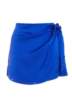 Royal Blue Wrap Satin Skort