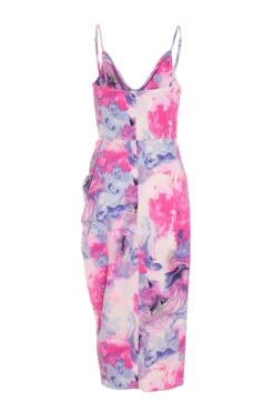 Purple Marble Ruched Midi Dress -Outlet Clothyne Store 00100039267 ZB