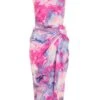 Purple Marble Ruched Midi Dress -Outlet Clothyne Store 00100039267 ZM