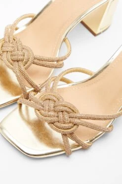 Gold Diamante Mule Block Heels -Outlet Clothyne Store 00100039311 ZB
