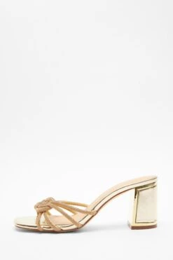Gold Diamante Mule Block Heels
