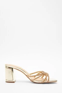 Gold Diamante Mule Block Heels -Outlet Clothyne Store 00100039311 ZS