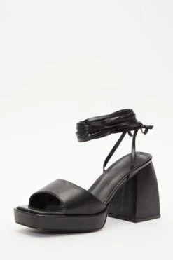 Black Lace Up Platform Heeled Sandal -Outlet Clothyne Store 00100039312 XB