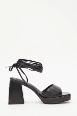 Black Lace Up Platform Heeled Sandal -Outlet Clothyne Store 00100039312 ZS