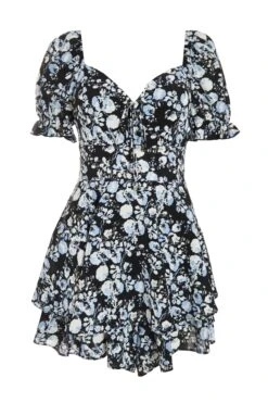 Black Floral Playsuit