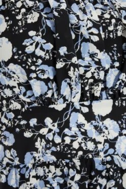 Black Floral Puff Sleeve Midi Dress -Outlet Clothyne Store 00100039342 ZS