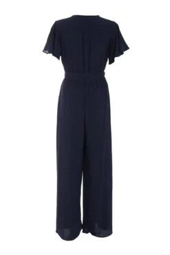 Navy Wrap Wide Leg Jumpsuit -Outlet Clothyne Store 00100039345 ZB