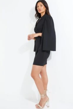 Black Cape Sleeve Midi Dress -Outlet Clothyne Store 00100039352 XS