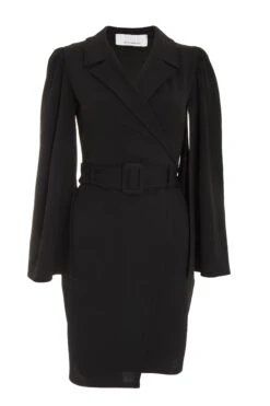 Black Cape Sleeve Midi Dress