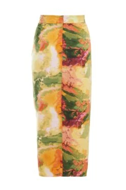 Multicoloured Satin Marble Print Ruched Midi Skirt 12 Multicoloured Satin Marble Print Ruched Midi Skirt -Outlet Clothyne Store 00100039373 ZB